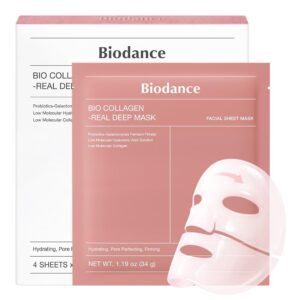 Biodance Bio-Collagen Real Deep Mask 4-Pack - Hydrating Facial Masks for Pore Care and Fine Lines