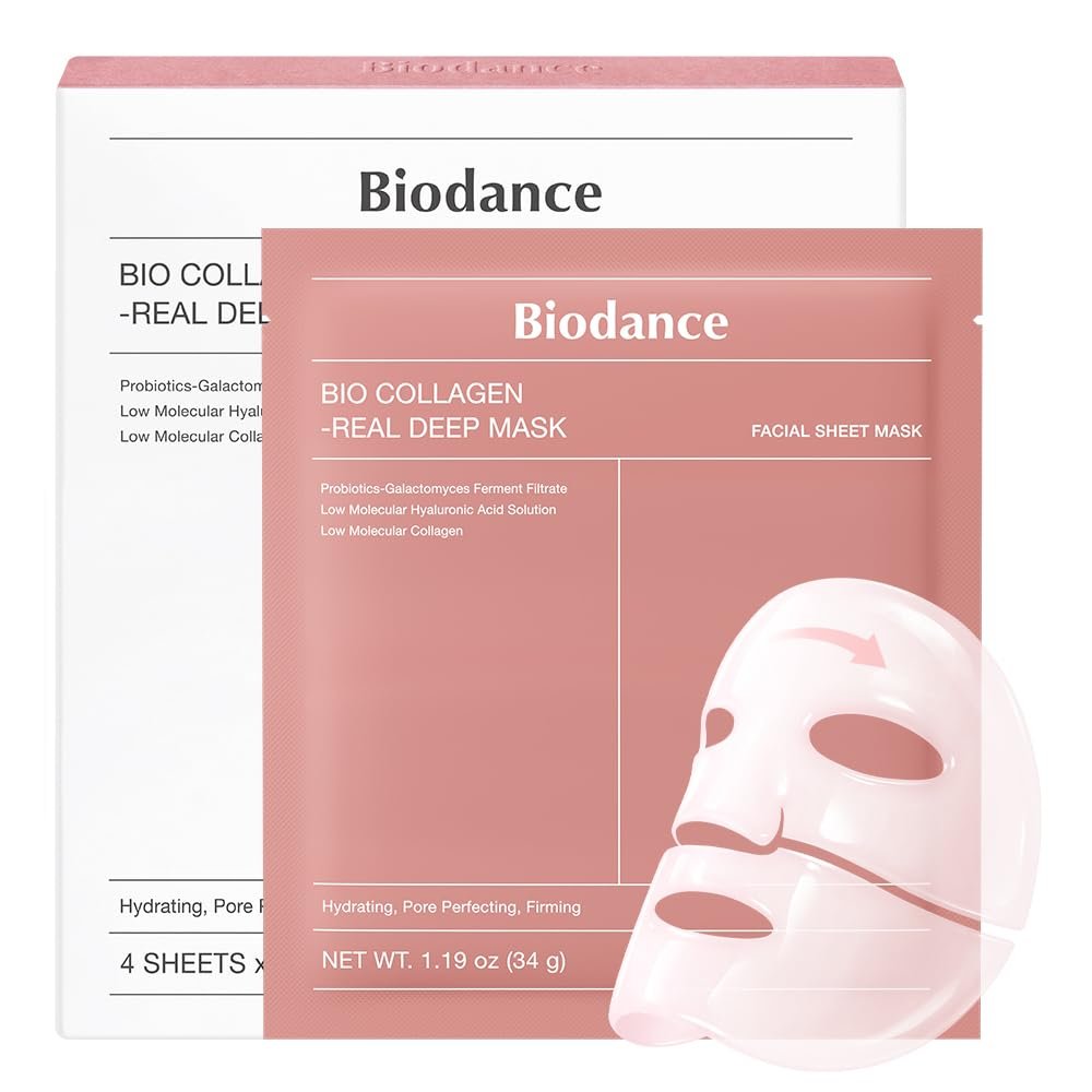 Biodance Bio-Collagen Real Deep Mask 4-Pack - Hydrating Facial Masks for Pore Care and Fine Lines