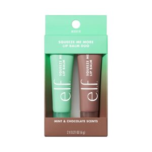 e.l.f. Squeeze Me More Lip Balm Duo - Hydrating Hyaluronic Acid Lip Balms, Vegan and Cruelty-Free, Mint and Chocolate