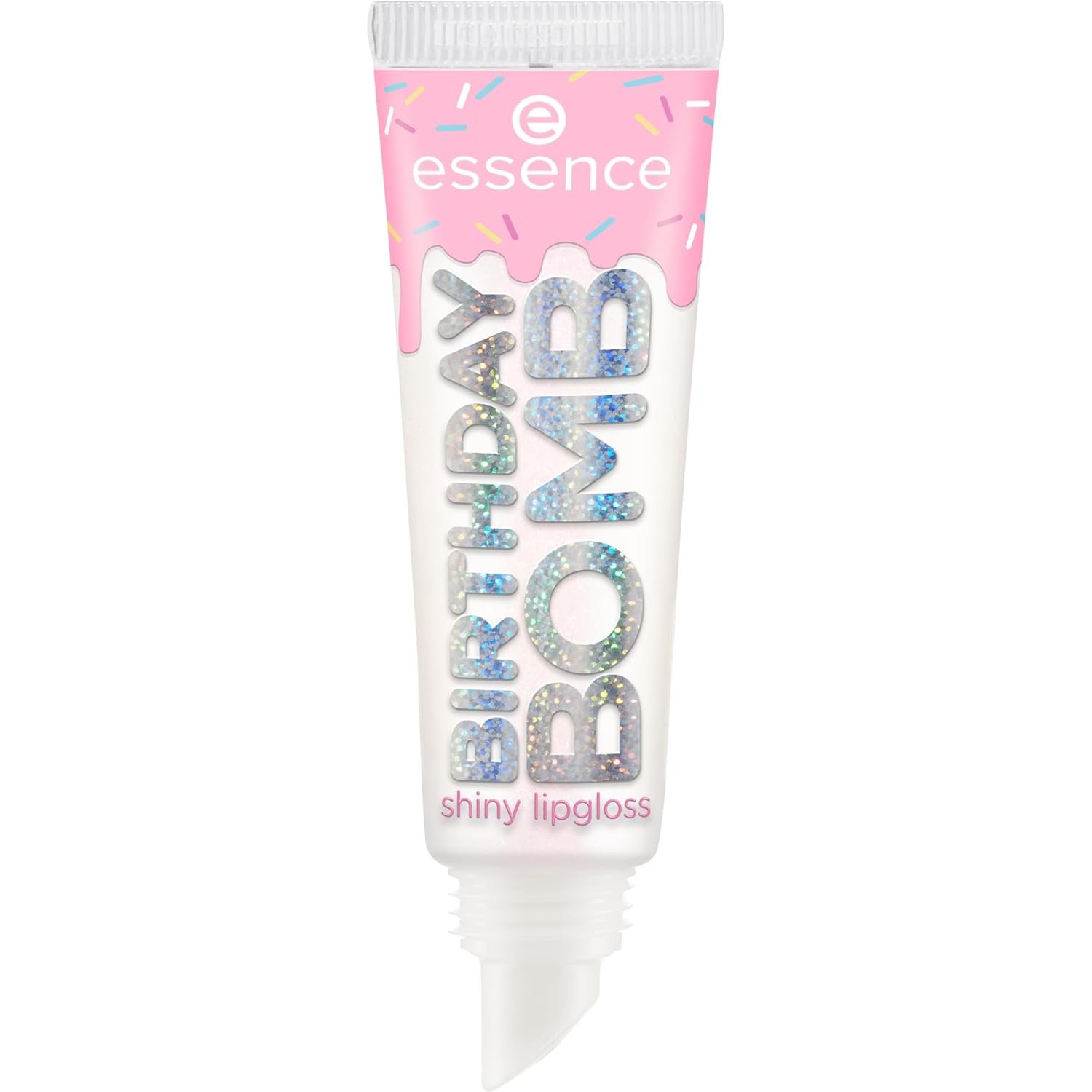 essence BIRTHDAY BOMB Shiny Lip Gloss 01 - Clear Shimmering Vegan Lip Care, 10ml - Image 5