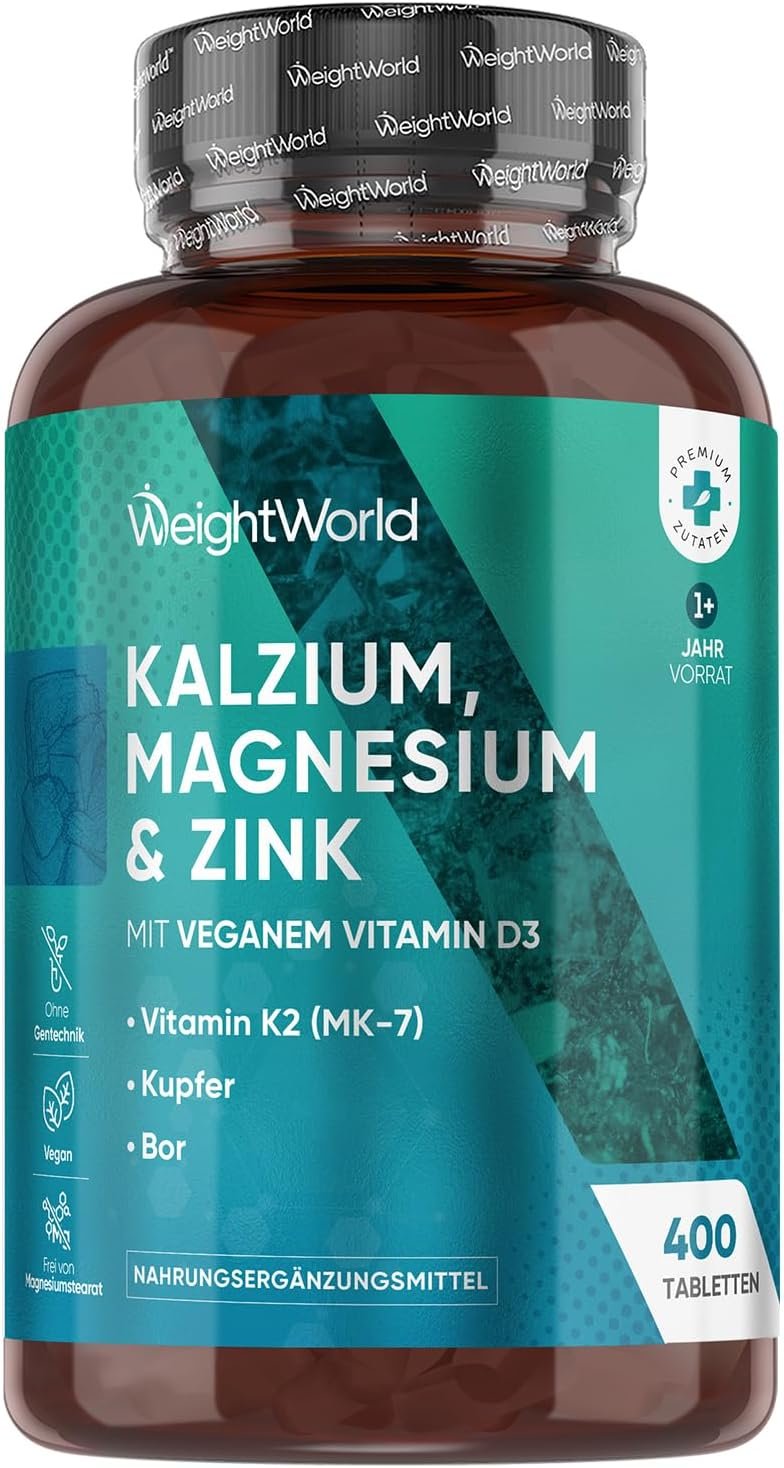 WeightWorld Calcium Magnesium Zinc Tablets 400 Count - One-Year Supply with Vitamins D3 and K2, Manganese, Selenium and Boron, Vegan - Image 6