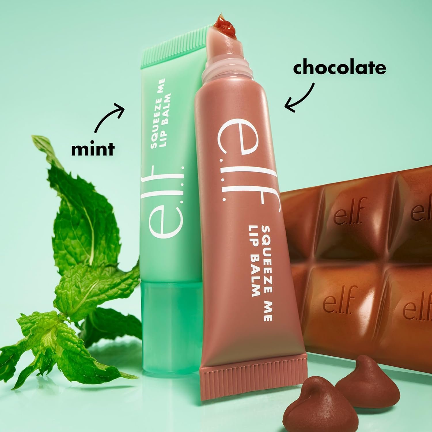 e.l.f. Squeeze Me More Lip Balm Duo - Hydrating Hyaluronic Acid Lip Balms, Vegan and Cruelty-Free, Mint and Chocolate - Image 3