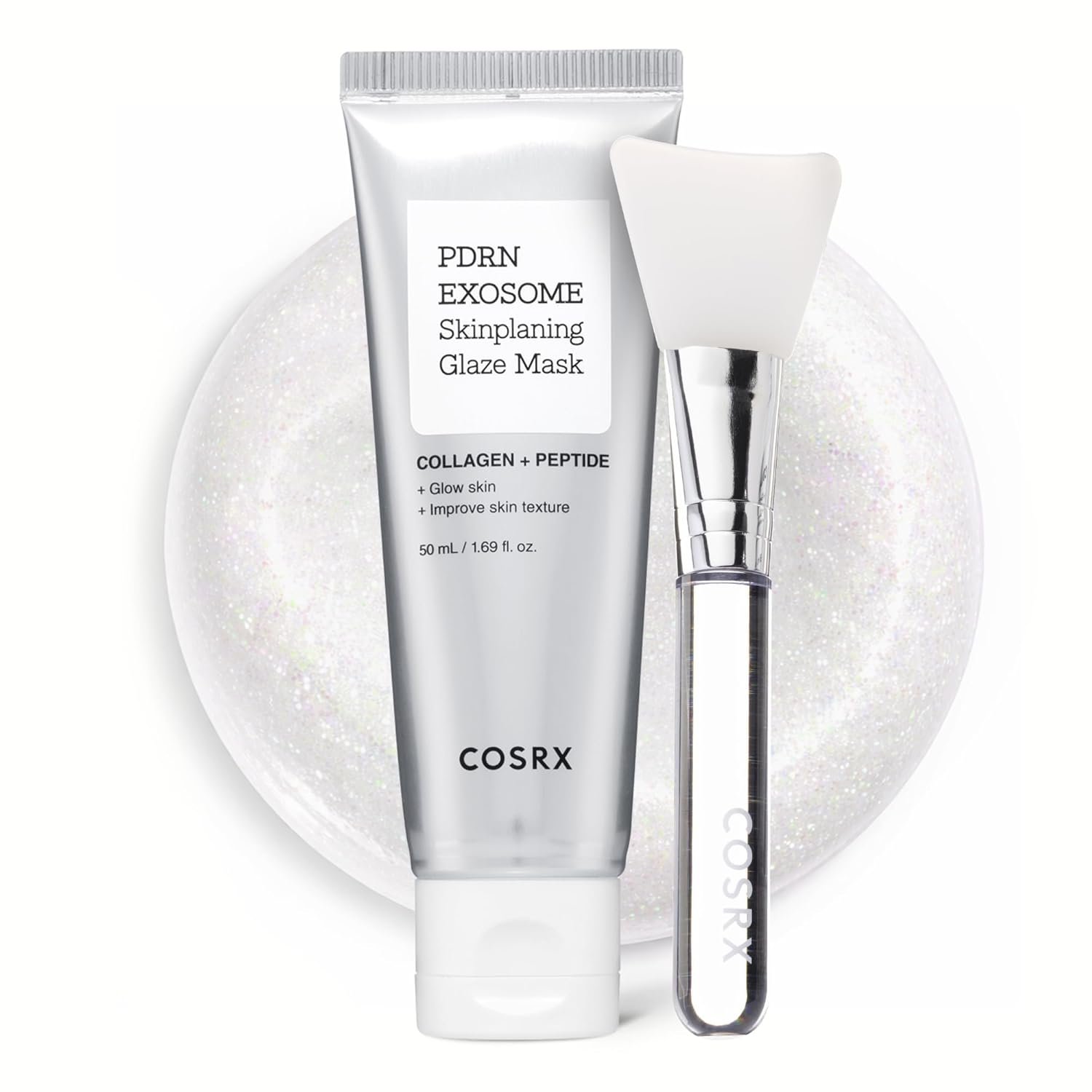 COSRX PDRN Exosome Skinplaning Glaze Mask 50ml - Collagen Overnight Peel-Off Mask with Silicone Brush