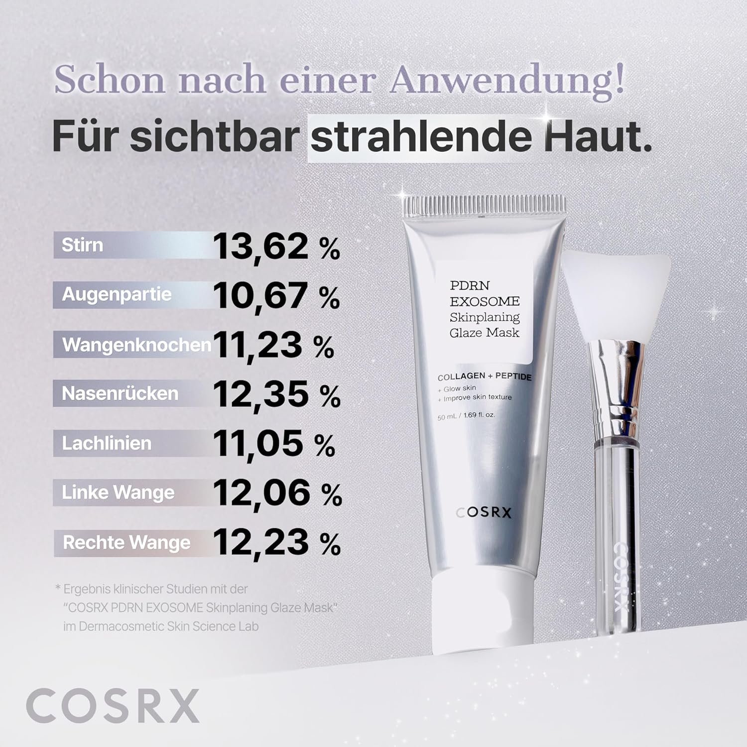 COSRX PDRN Exosome Skinplaning Glaze Mask 50ml - Collagen Overnight Peel-Off Mask with Silicone Brush - Image 4