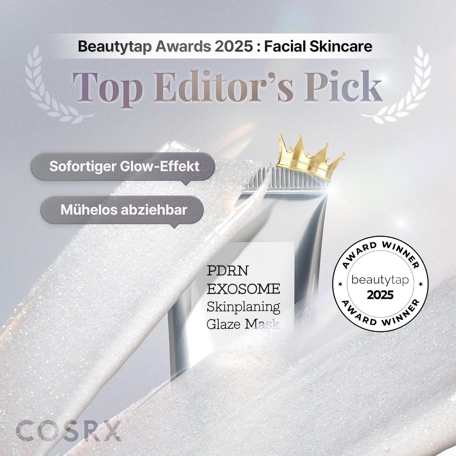COSRX PDRN Exosome Skinplaning Glaze Mask 50ml - Collagen Overnight Peel-Off Mask with Silicone Brush - Image 8