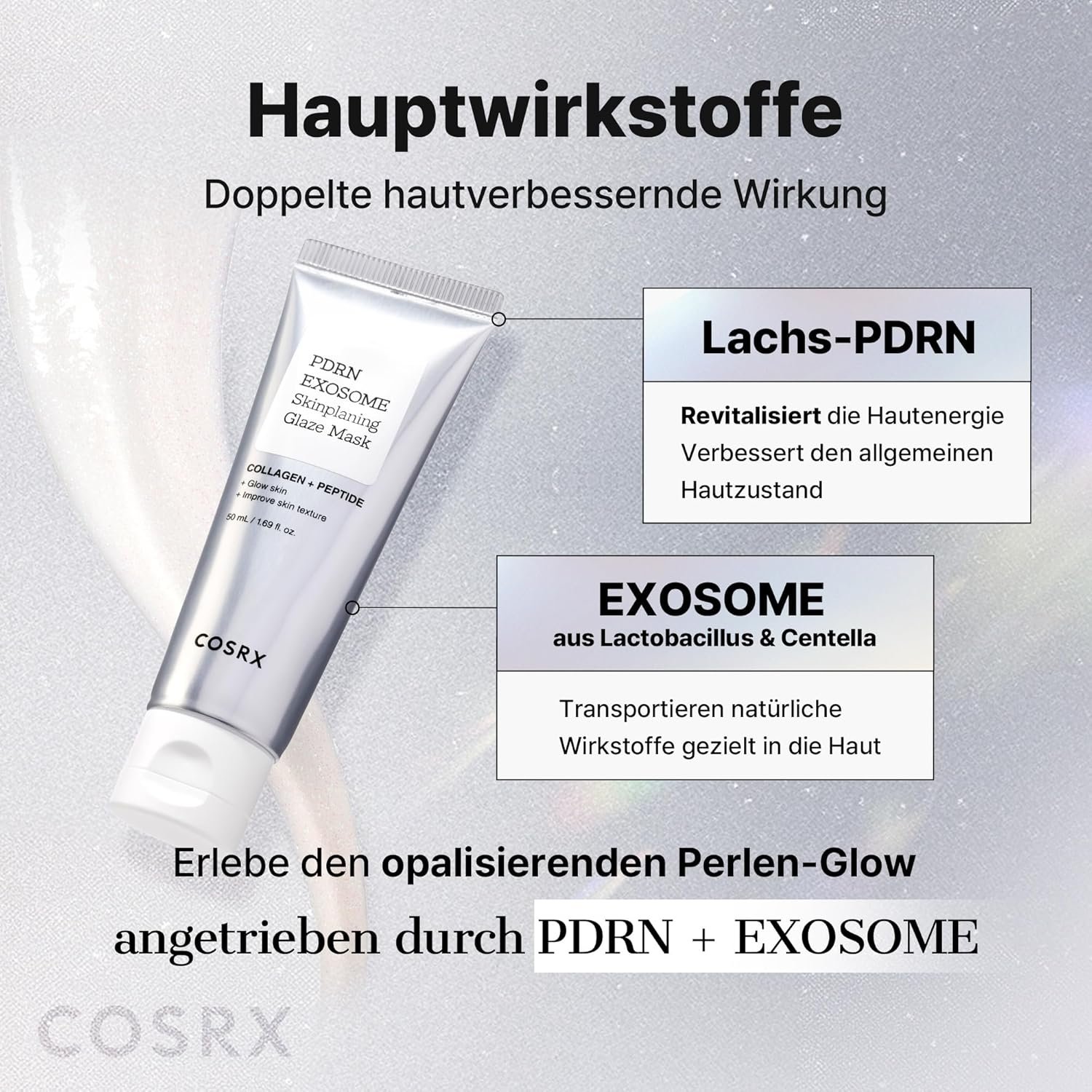 COSRX PDRN Exosome Skinplaning Glaze Mask 50ml - Collagen Overnight Peel-Off Mask with Silicone Brush - Image 3