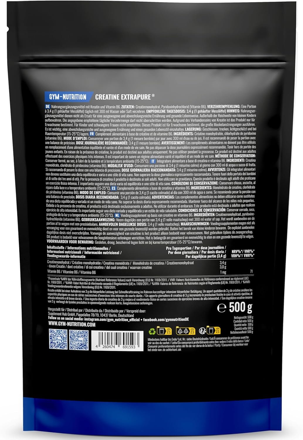 Creatine Monohydrate Powder 500g - Micronised, 100% Pure, Vegan and Laboratory Tested - Image 5