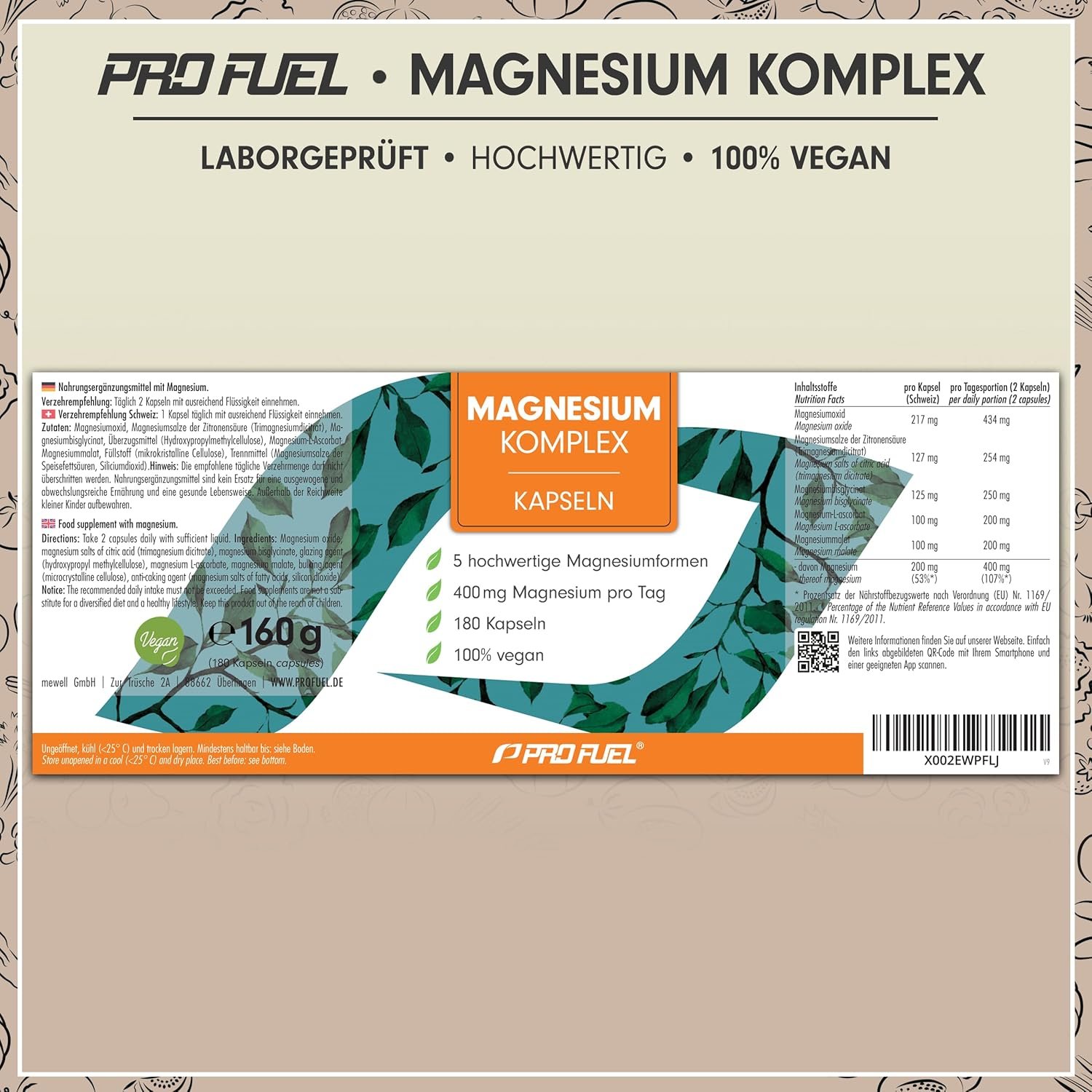 Magnesium Complex 180 Capsules - 400mg Elemental Magnesium per Day from Five Forms, Three-Month Supply - Image 2