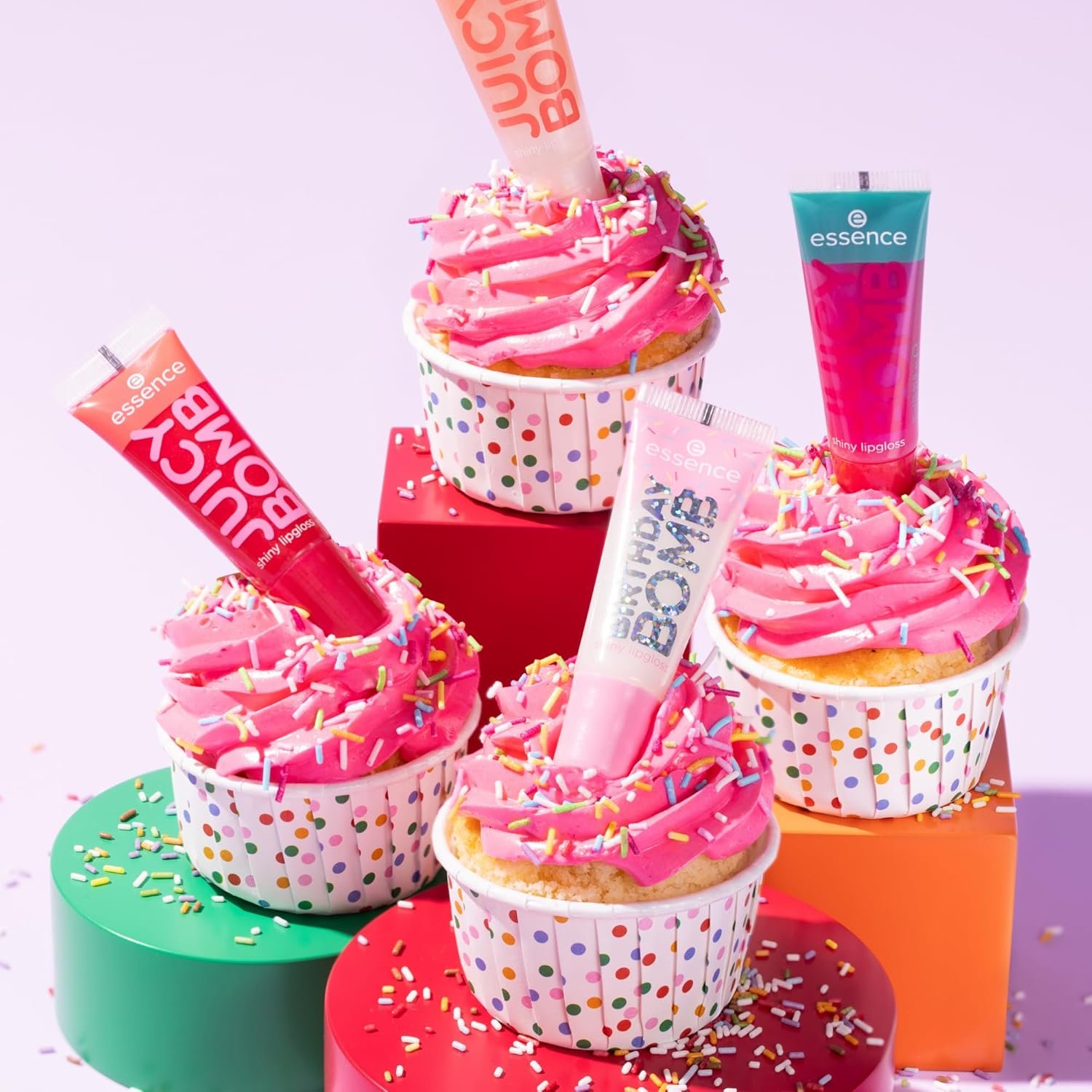 essence BIRTHDAY BOMB Shiny Lip Gloss 01 - Clear Shimmering Vegan Lip Care, 10ml - Image 3