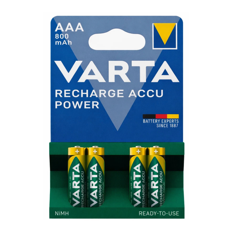 VARTA Recharge Accu Power AAA Micro NiMH 800mAh Rechargeable Batteries - Pack of 8