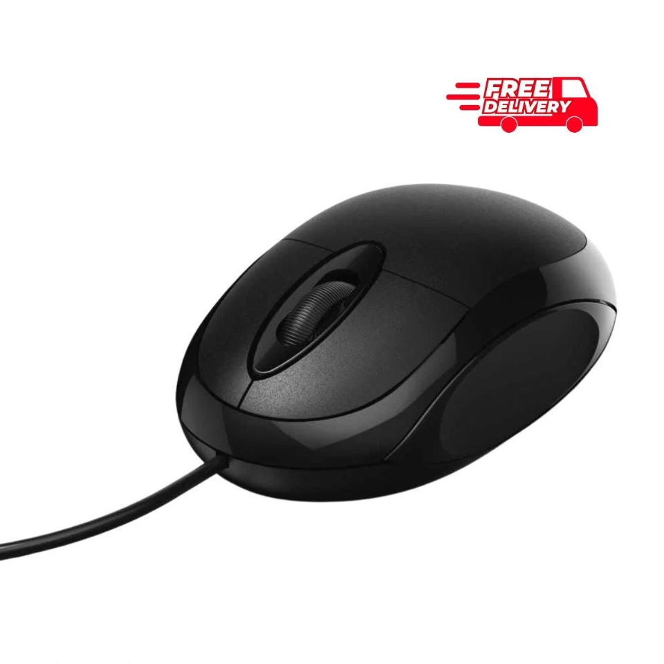 Hama MC-100 USB Optical Mouse 1000 DPI Black with 1.3m Cable for PC and Laptop