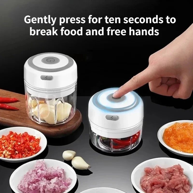 Mini Electric Garlic Chopper 100ml/250ml - USB Rechargeable Onion and Vegetable Chopper - Image 7