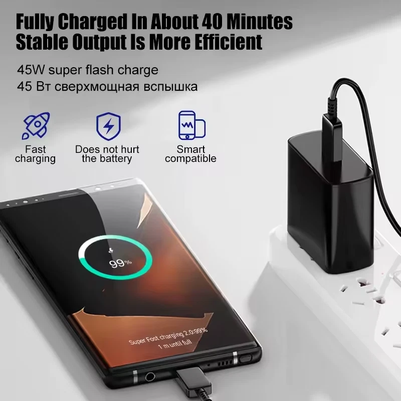 45W USB-C Fast Charger for Samsung Galaxy S24+, S23 Ultra, S22 Ultra, S23+ and Tab S8 with USB-C Cable - Image 5