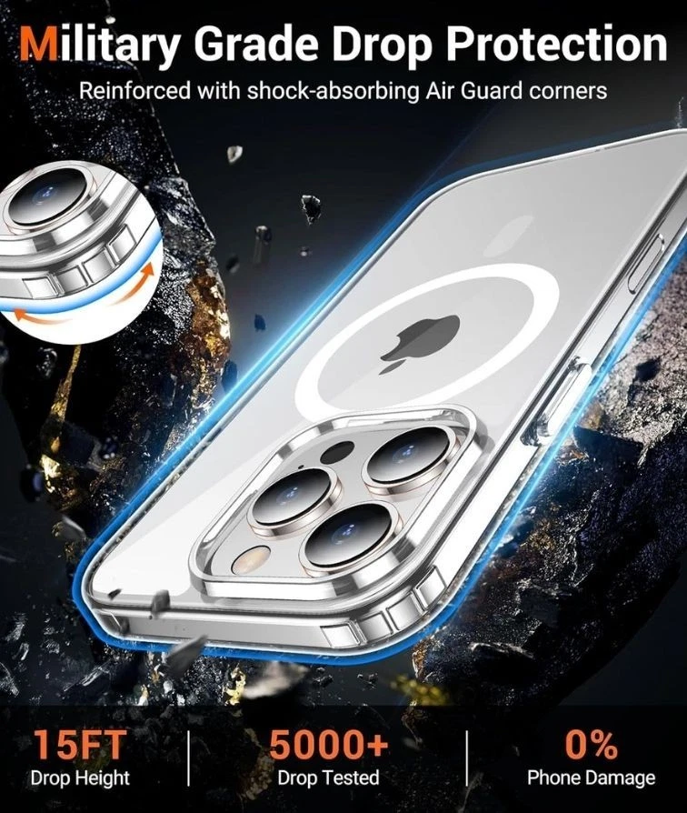 Transparent Case for iPhone 16, 16 Pro and 16 Pro Max - MagSafe-Compatible Shockproof TPU Clear Case - Image 2