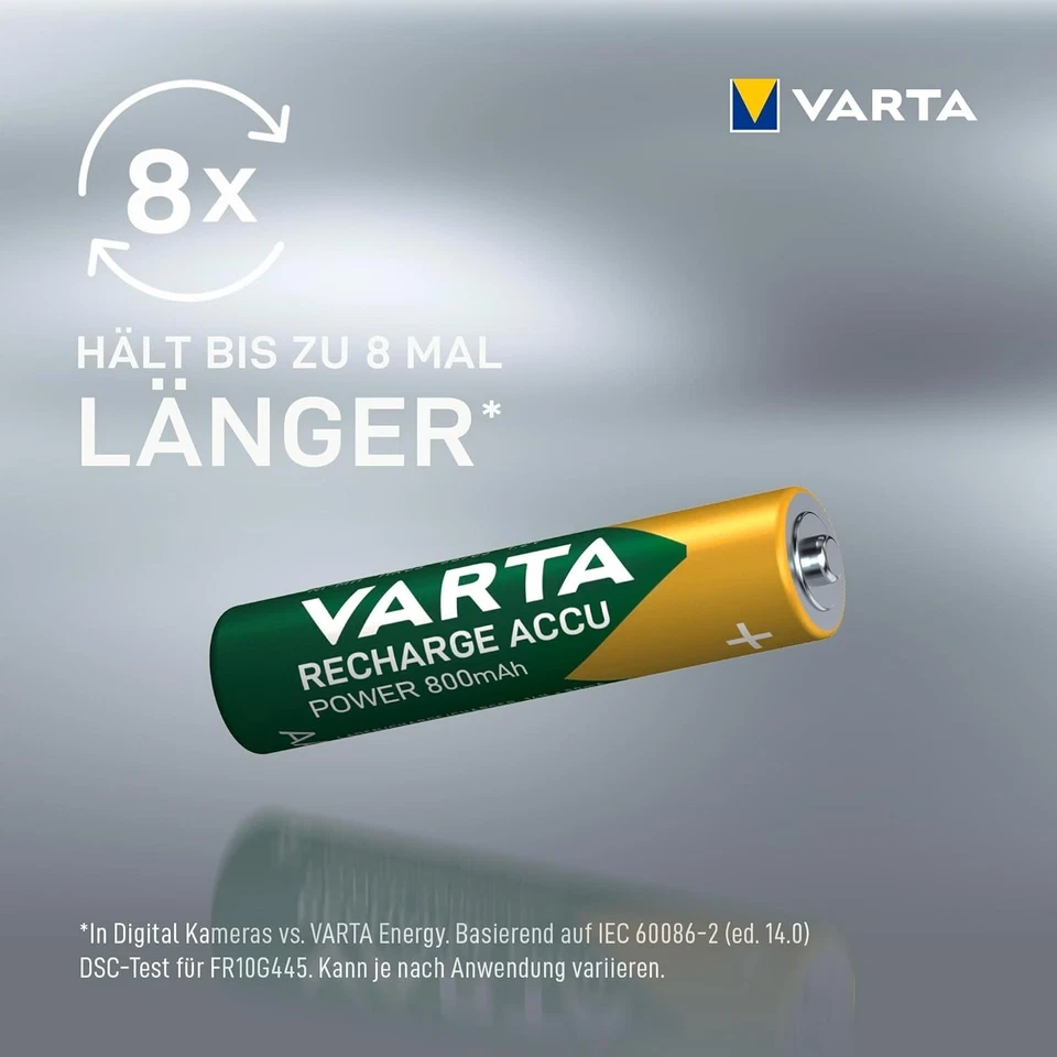 VARTA Recharge Accu Power AAA HR03 800mAh NiMH 1.2V Pre-Charged Rechargeable Batteries - Pack of 6 - Image 2