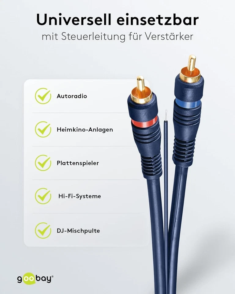 Goobay 5m RCA Cable with Remote Wire - Car Hi-Fi Audio Connection Cable - Image 3