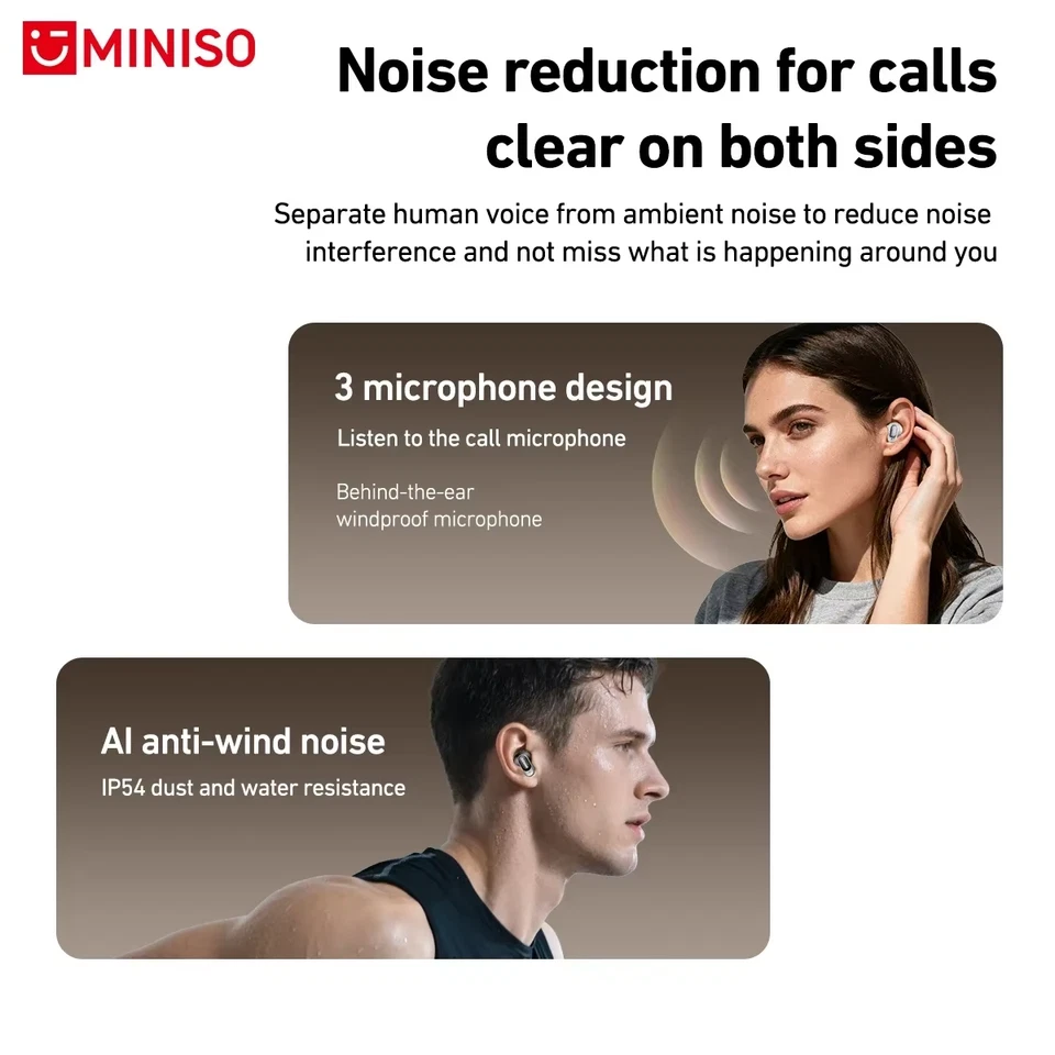 MINISO MS105 Bluetooth In-Ear Earphones - Wireless, IPX5 Water-Resistant Earbuds - Image 5