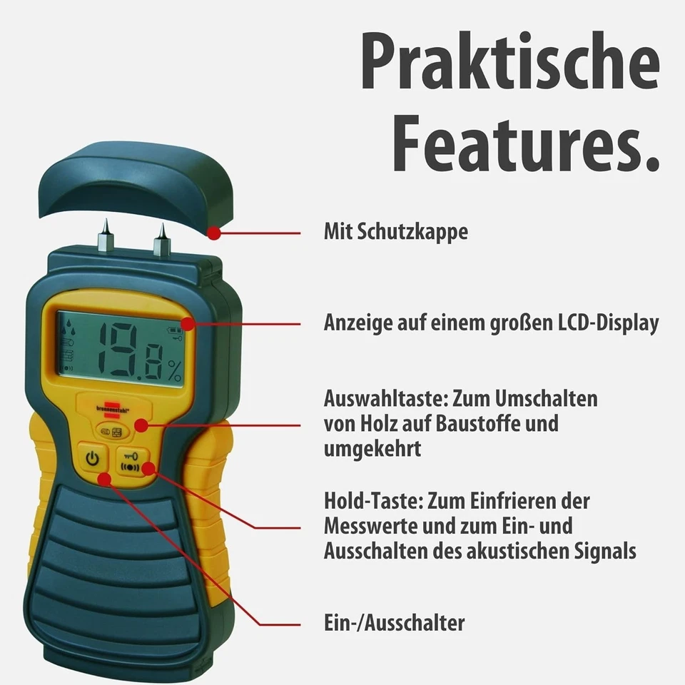 Digital Moisture Meter for Wood, Concrete and Plaster with LCD Display - Image 5