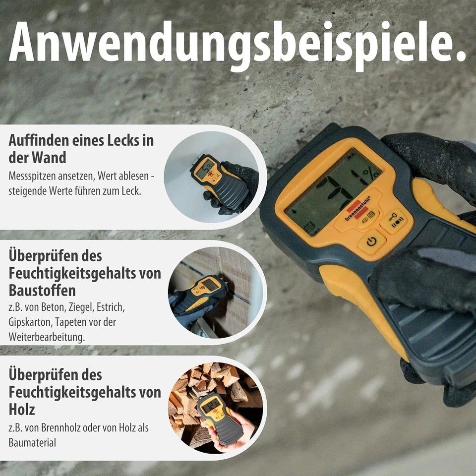 Digital Moisture Meter for Wood, Concrete and Plaster with LCD Display