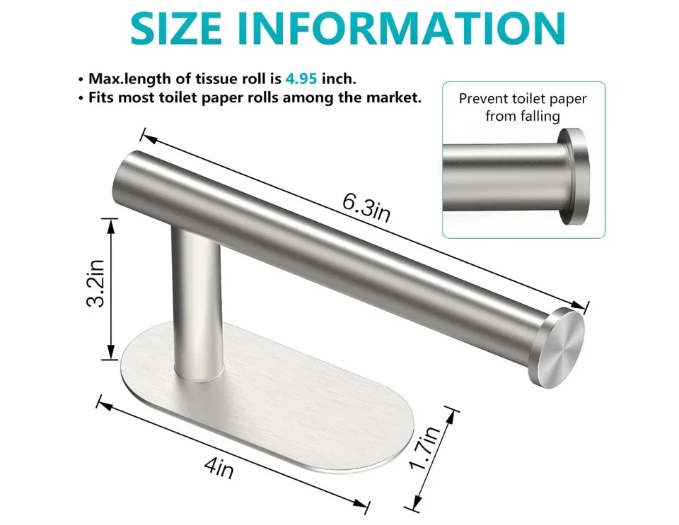 Self-Adhesive Stainless-Steel Toilet Paper Holder - Wall Mount without Drilling - Image 5