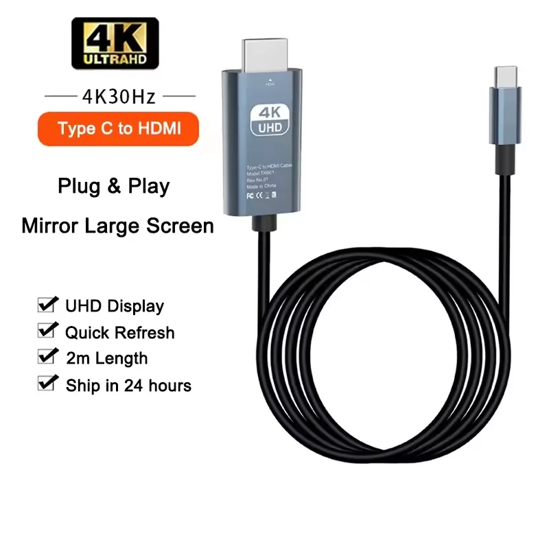 USB-C to HDMI Cable 4K UHD for Samsung, Huawei, Sony and Xiaomi TVs - Image 2